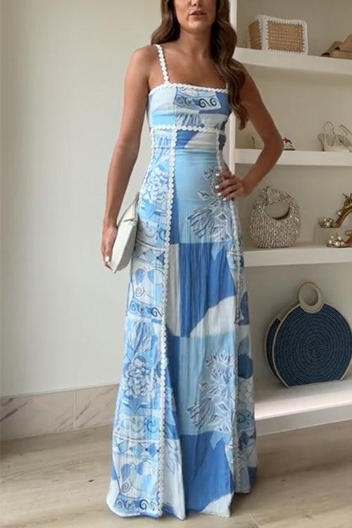 Eleonore | Robe Maxi Imprimée avec Dos en Nœud et Bretelles Ric Rac Henri Lyon