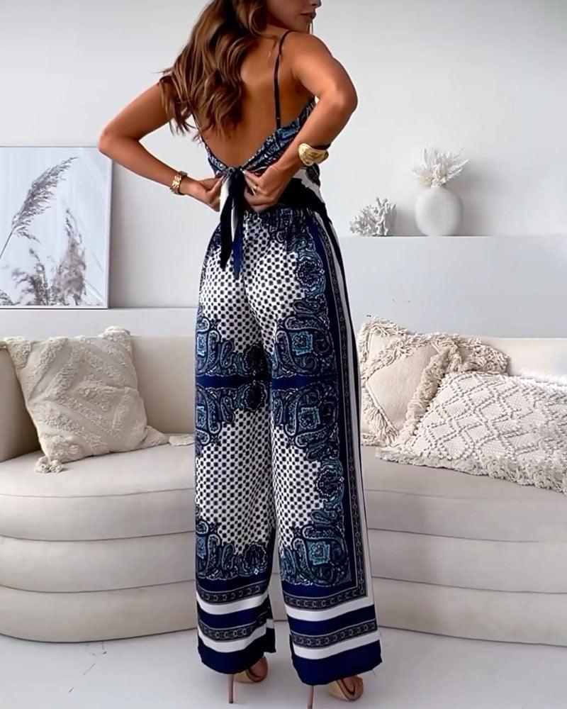 Helen | Ensemble élégant de deux pièces avec top à lacets et pantalon prêt pour les vacances Henri Lyon