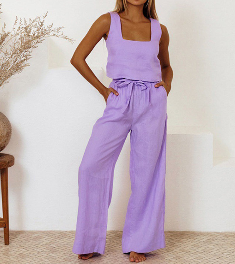 Megan - Ensemble Top Minimaliste et Pantalon Évasé Henri Lyon