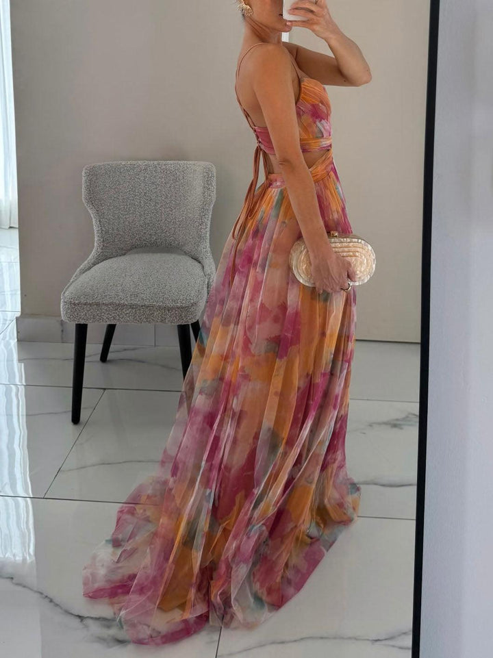 Karen | Robe Maxi Imprimée Fleurie avec Col V Henri Lyon