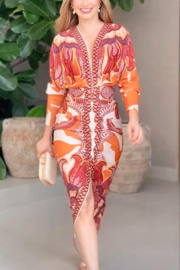Eva | Robe Midi Dolman Imprimée Unique Sun Escape Henri Lyon