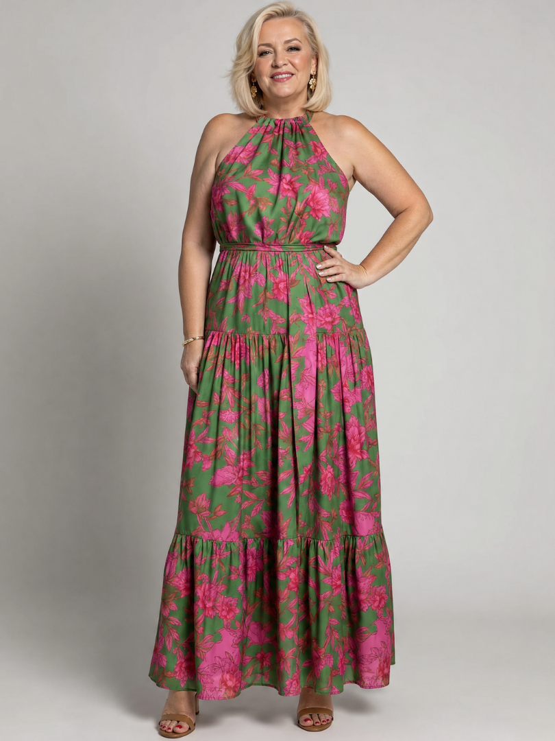 Rowen - Robe Midi Drapée à Encolure Halter Henri Lyon