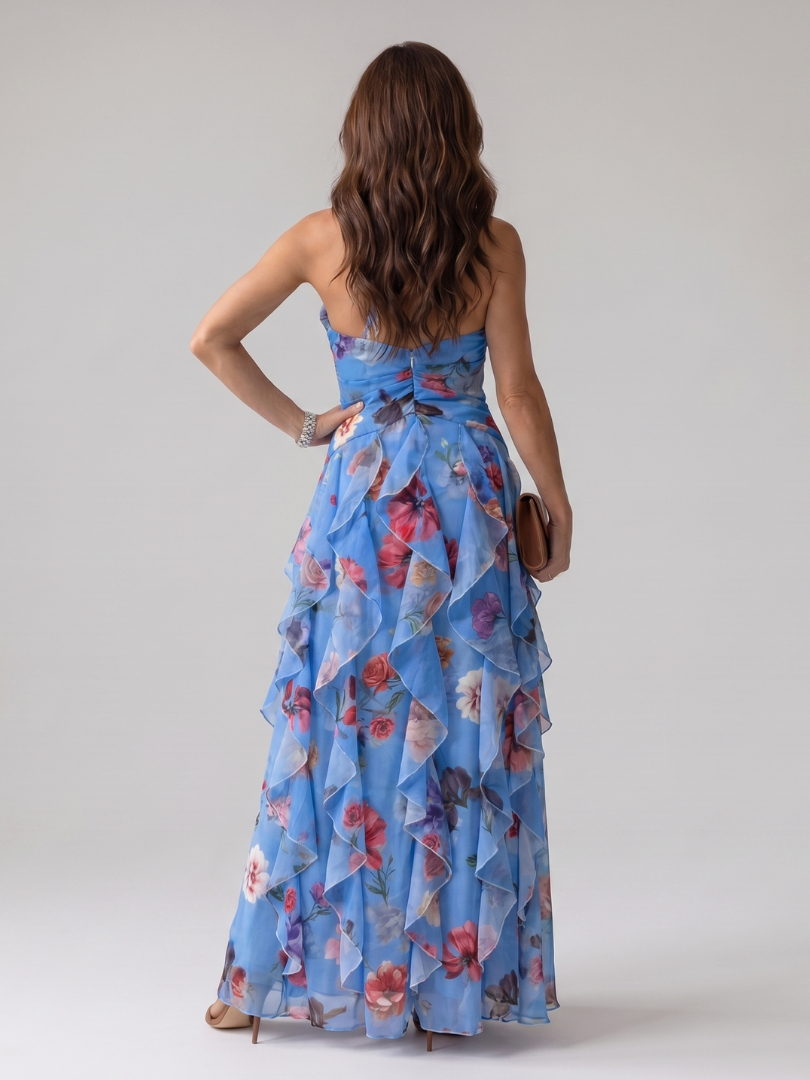 Nori - Robe Maxi Fleurie à Encolure Halter et Bodice Froncé Henri Lyon