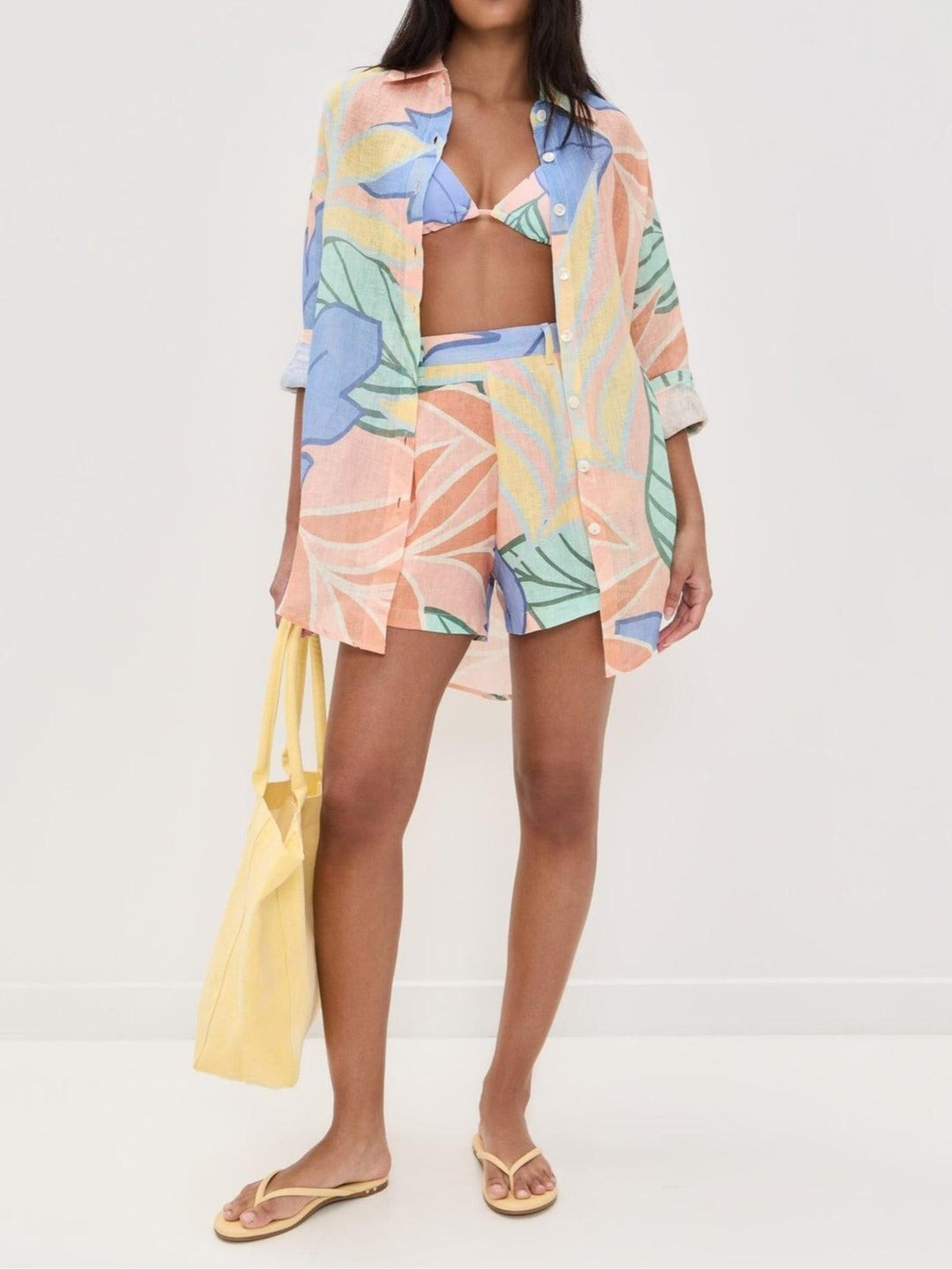 Amandine | Robe Courte Imprimée Feuilles Tropicales Henri Lyon