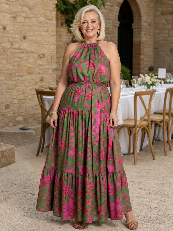 Rowen - Robe Midi Drapée à Encolure Halter Henri Lyon