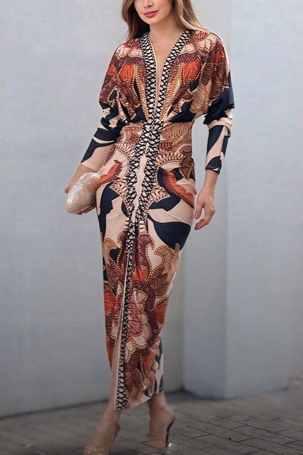 Eva | Robe Midi Dolman Imprimée Unique Sun Escape Henri Lyon