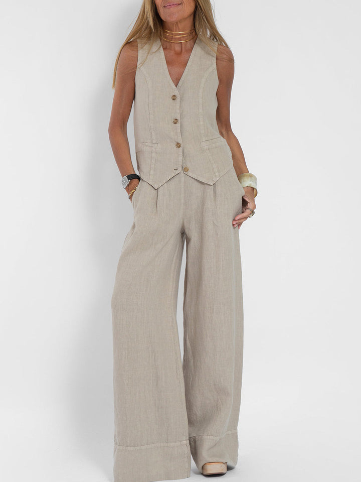 Aira - Ensemble Gilet Boutonné & Pantalon Large Henri Lyon