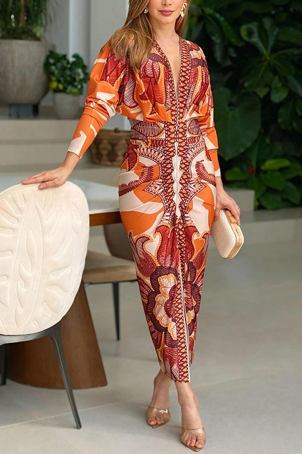 Eva | Robe Midi Dolman Imprimée Unique Sun Escape Henri Lyon