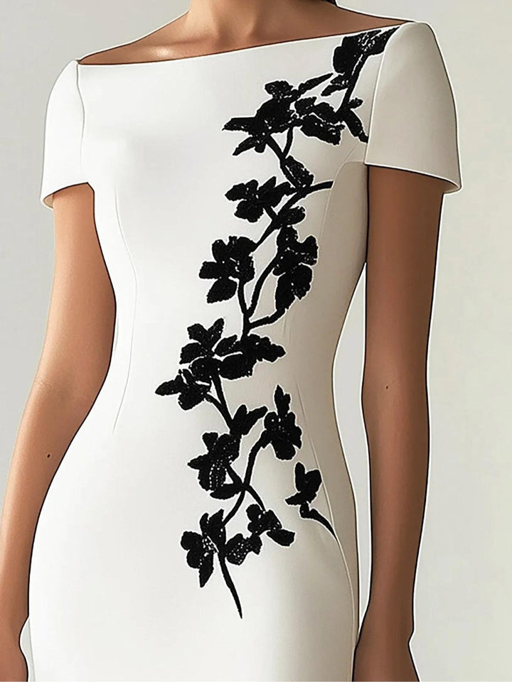 Audrey | Robe Midi à Imprimé Floral Chic avec Col Bateau Henri Lyon