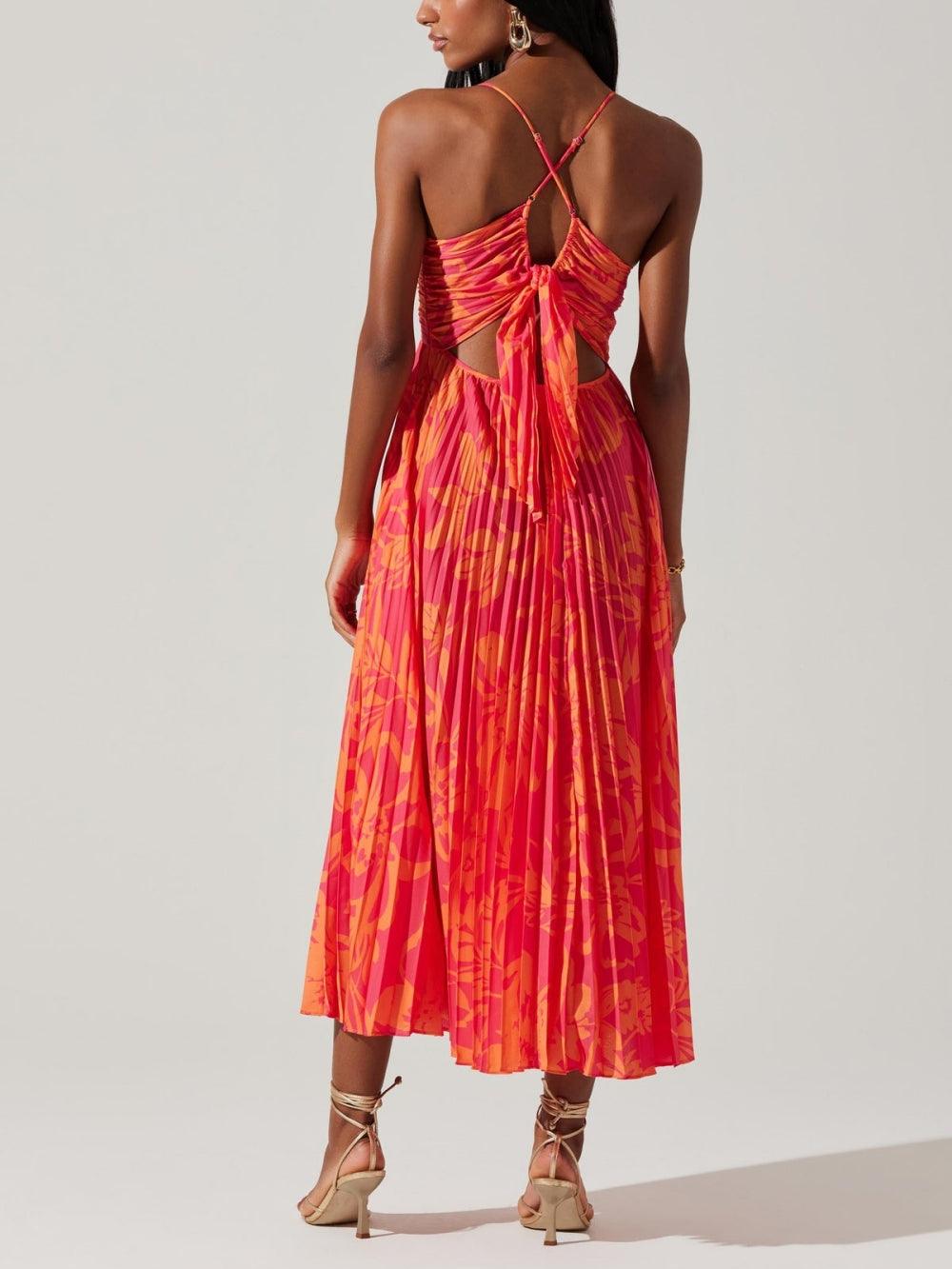 Heather | Robe Midi Plissée Élégante Imprimé Floral Chic Côtier Henri Lyon