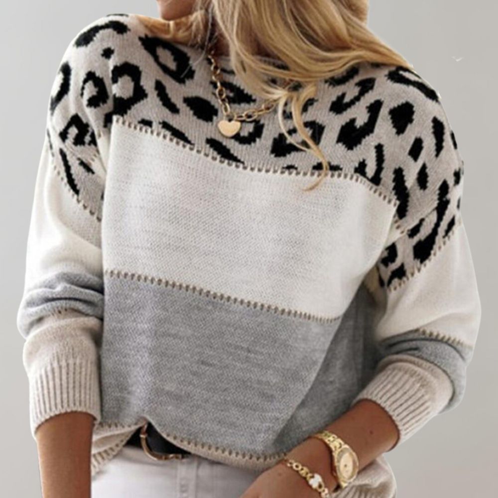 Diane | Pull en Maille avec Accent Léopard Henri Lyon