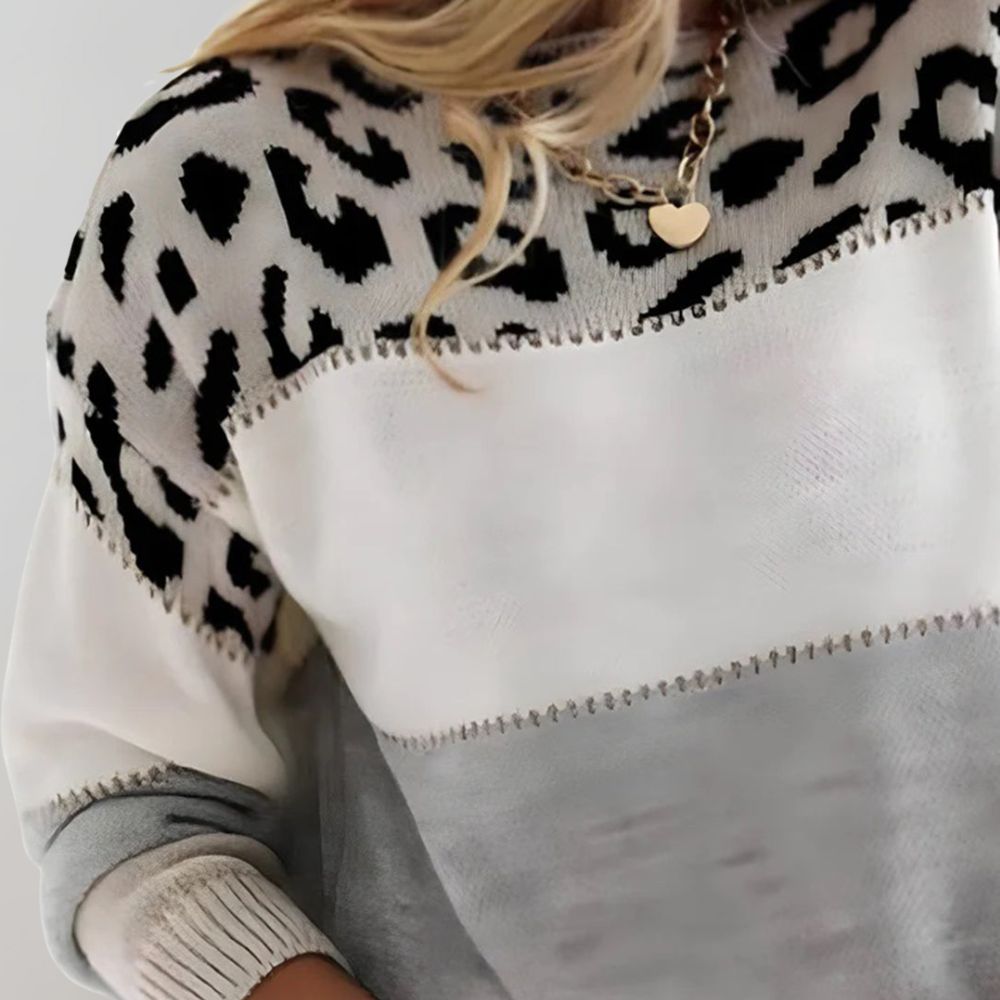Diane | Pull en Maille avec Accent Léopard Henri Lyon