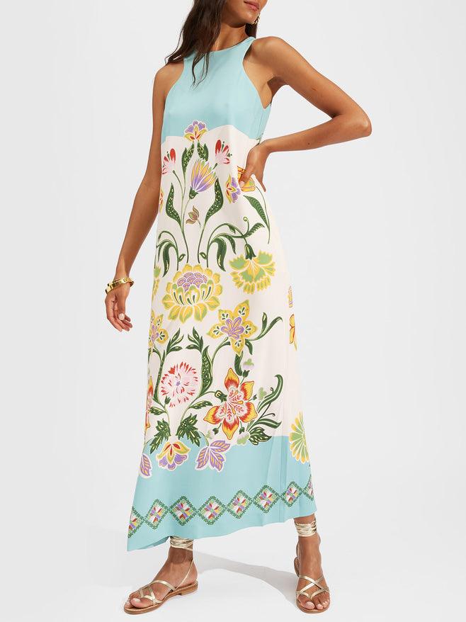 Ava | Robe midi sans manches avec imprimé floral Resort Sunshine Henri Lyon