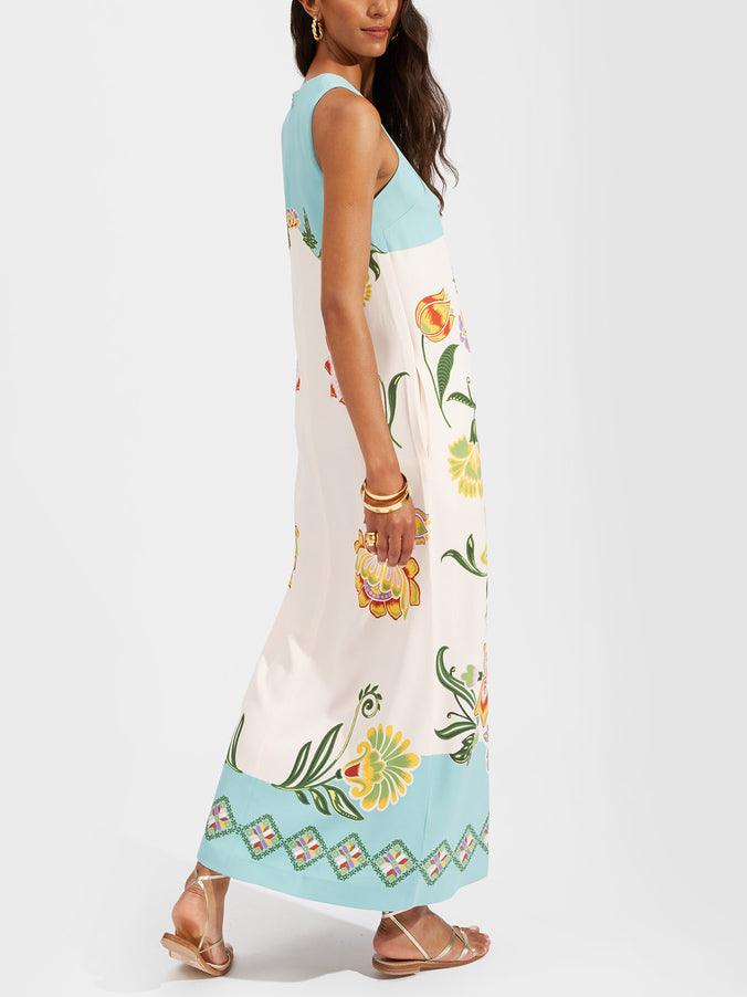 Ava | Robe midi sans manches avec imprimé floral Resort Sunshine Henri Lyon