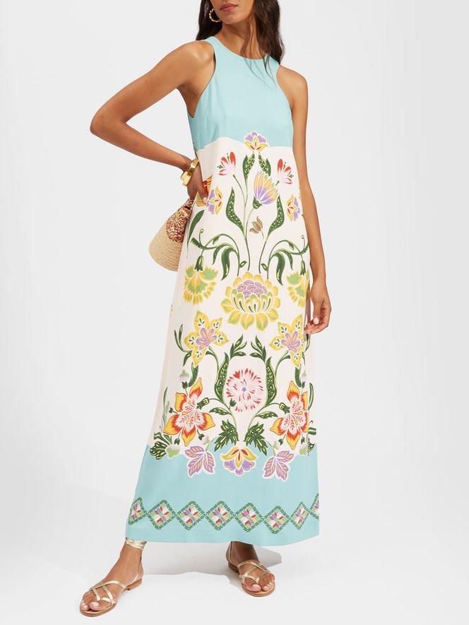 Ava | Robe midi sans manches avec imprimé floral Resort Sunshine Henri Lyon