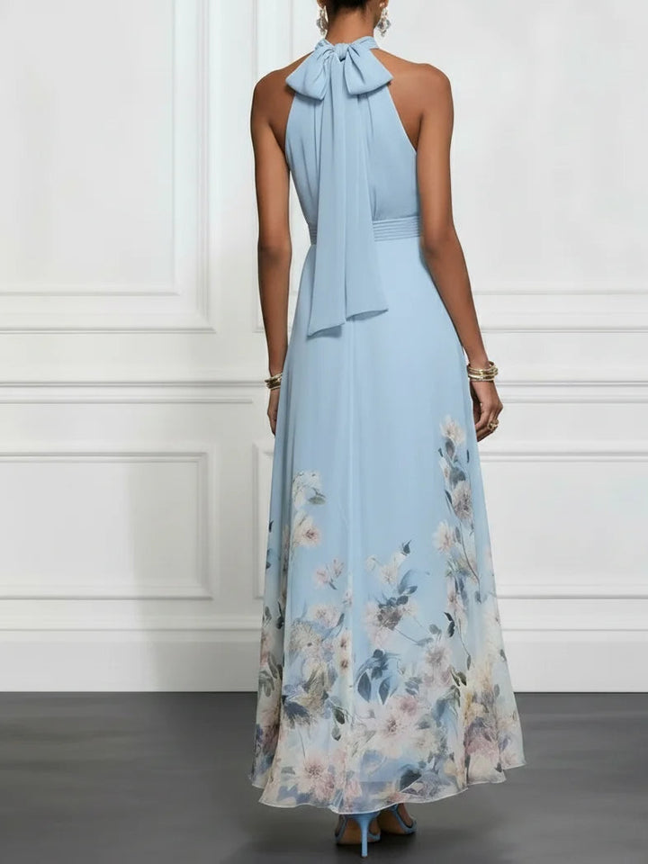 Rosalyn | Robe Maxi Chiffon avec Fleurs Bleues Henri Lyon