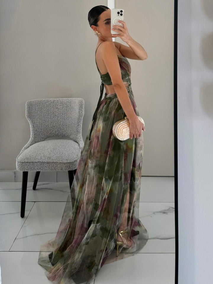 Karen | Robe Maxi Imprimée Fleurie avec Col V Henri Lyon