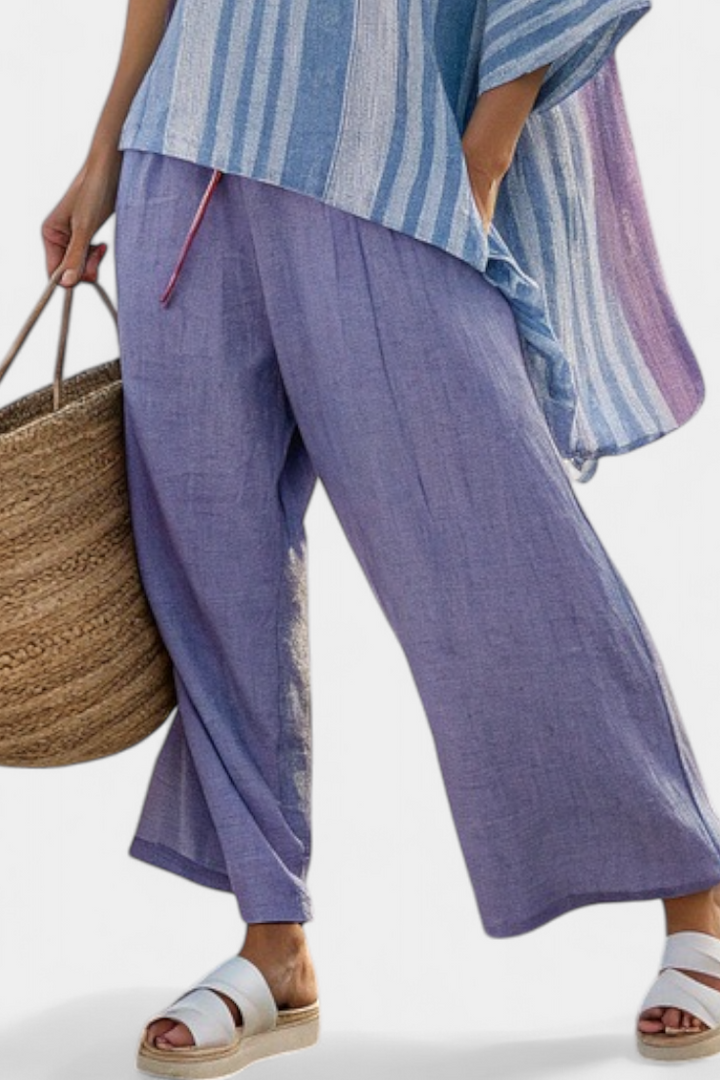 Zellora | Haut élégant en lavande et bleu ciel & Pantalons en lin Henri Lyon