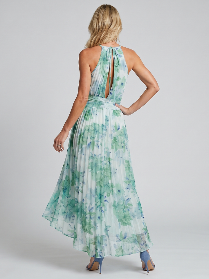 Portia - Robe Midi à Bretelles Plissées avec Motif Floral Doux Henri Lyon