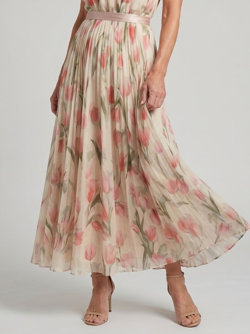 Aurelle - Robe Midi Fleurie à Col Halter Henri Lyon