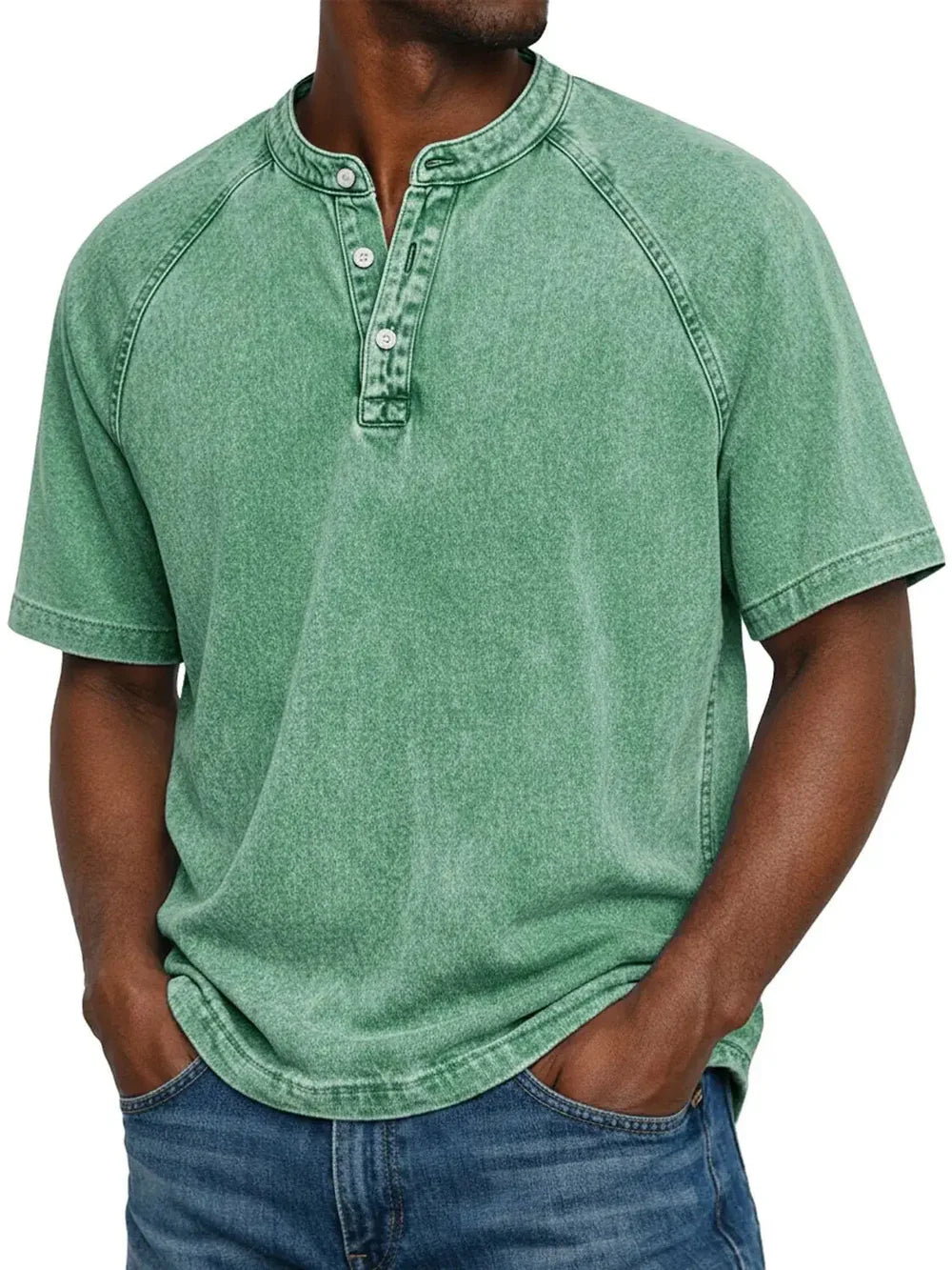 Hugo - T-shirt Vintage à Boutons pour Homme Henri Lyon
