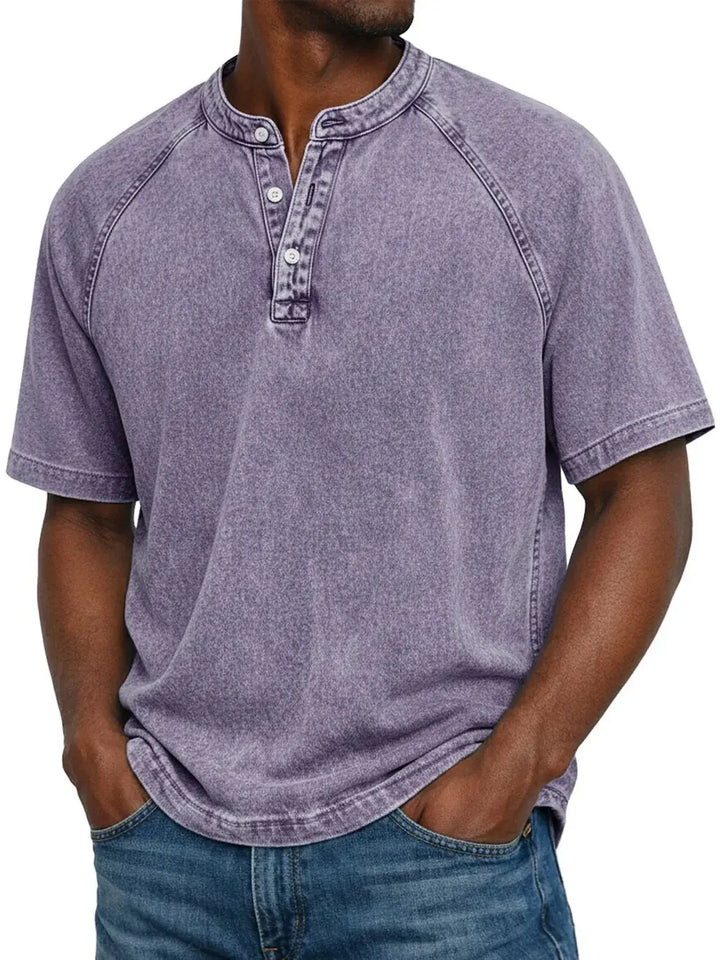 Gabin - T-shirt Vintage à Boutons pour Homme Henri Lyon
