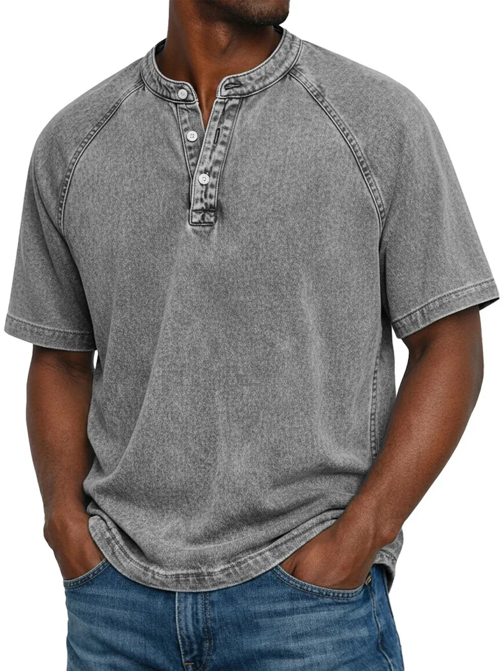 Nicolas - T-shirt Vintage à Boutons pour Homme Henri Lyon