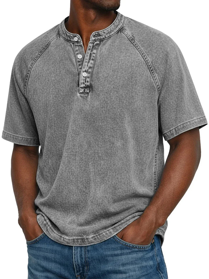 Nicolas - T-shirt Vintage à Boutons pour Homme Henri Lyon