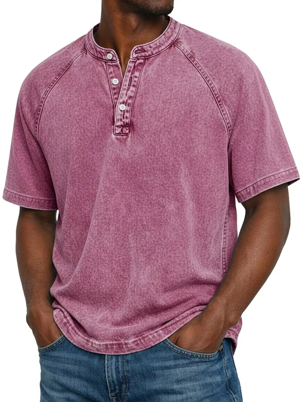 Léo - T-shirt Vintage à Boutons pour Homme Henri Lyon
