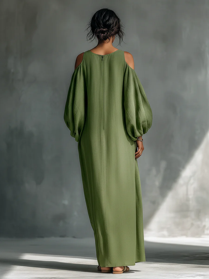 Anika | Robe Maxi à Manches Bouffantes Verte Henri Lyon
