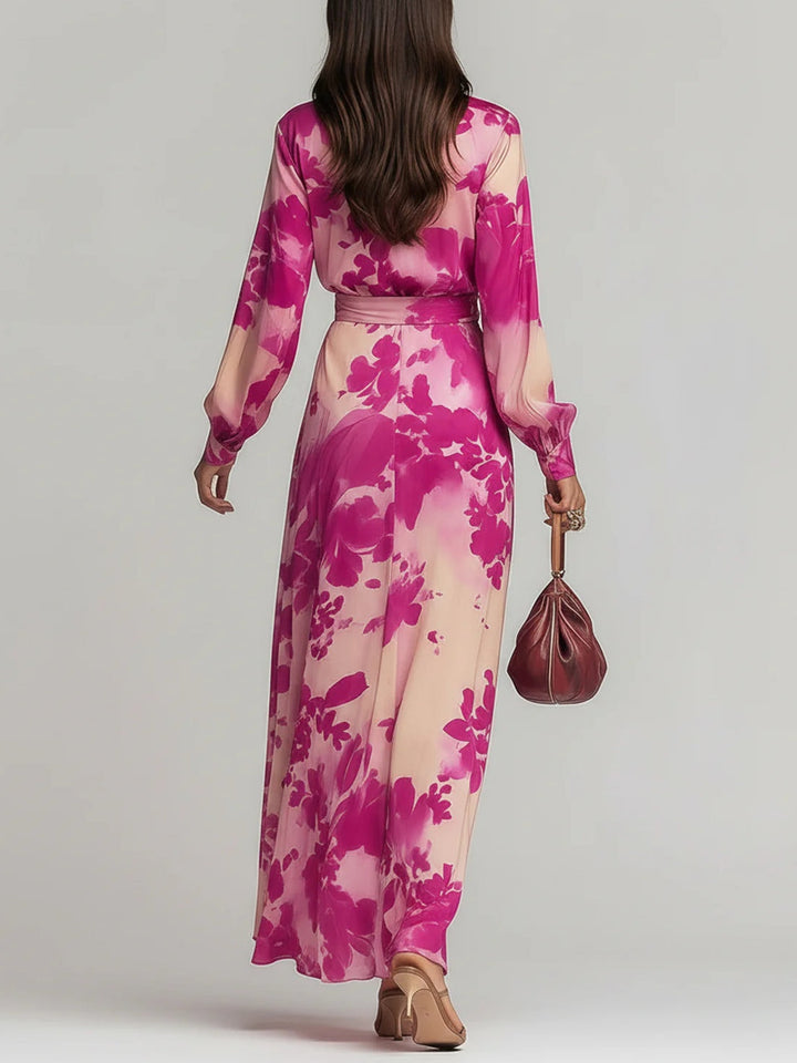 Julia | Robe Maxi Fleurie avec Décolleté en V et Ceinture Henri Lyon