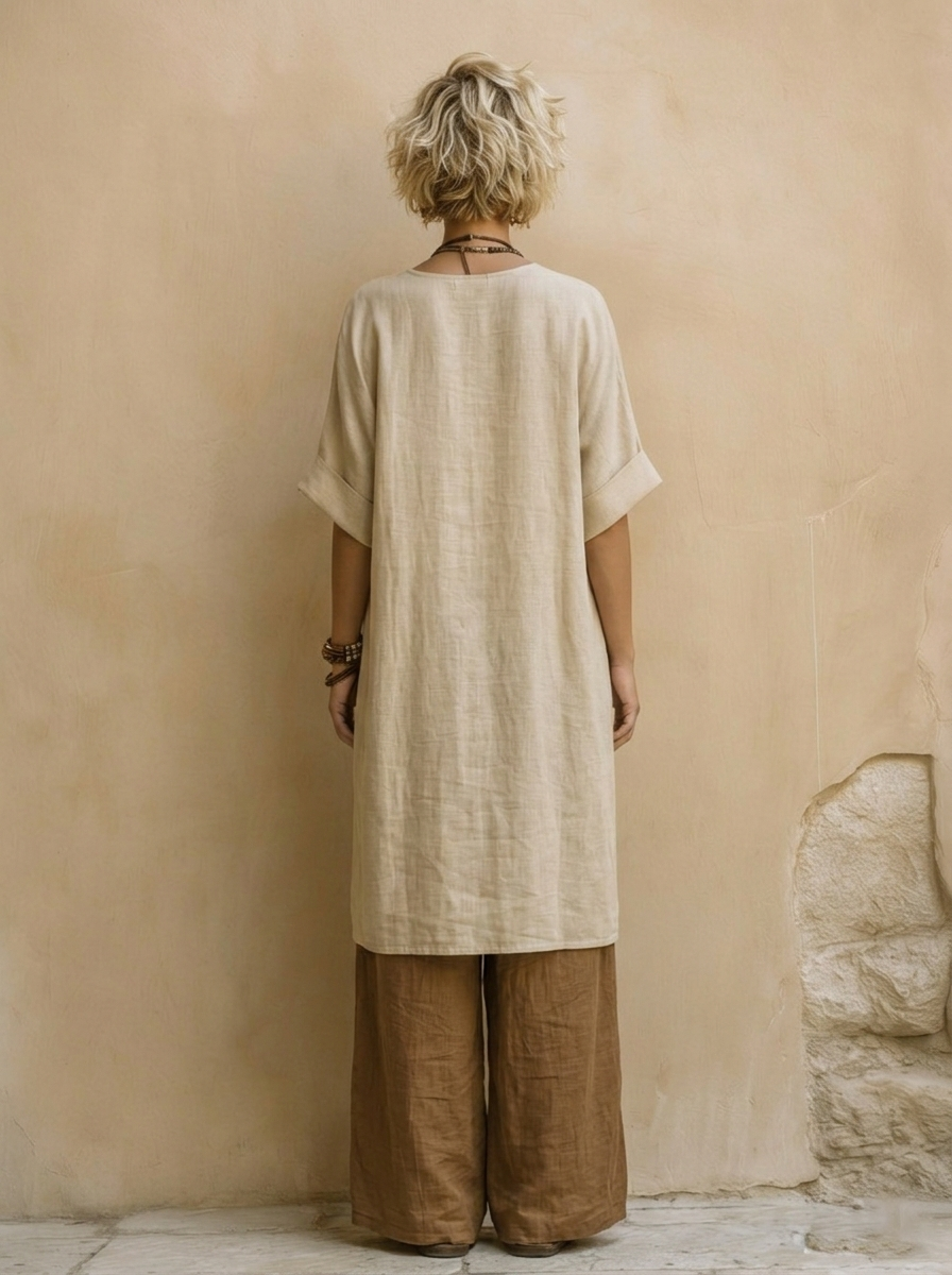 Sophie | Ensemble de trois pièces en gris foncé et marron avec imprimé tribal Henri Lyon