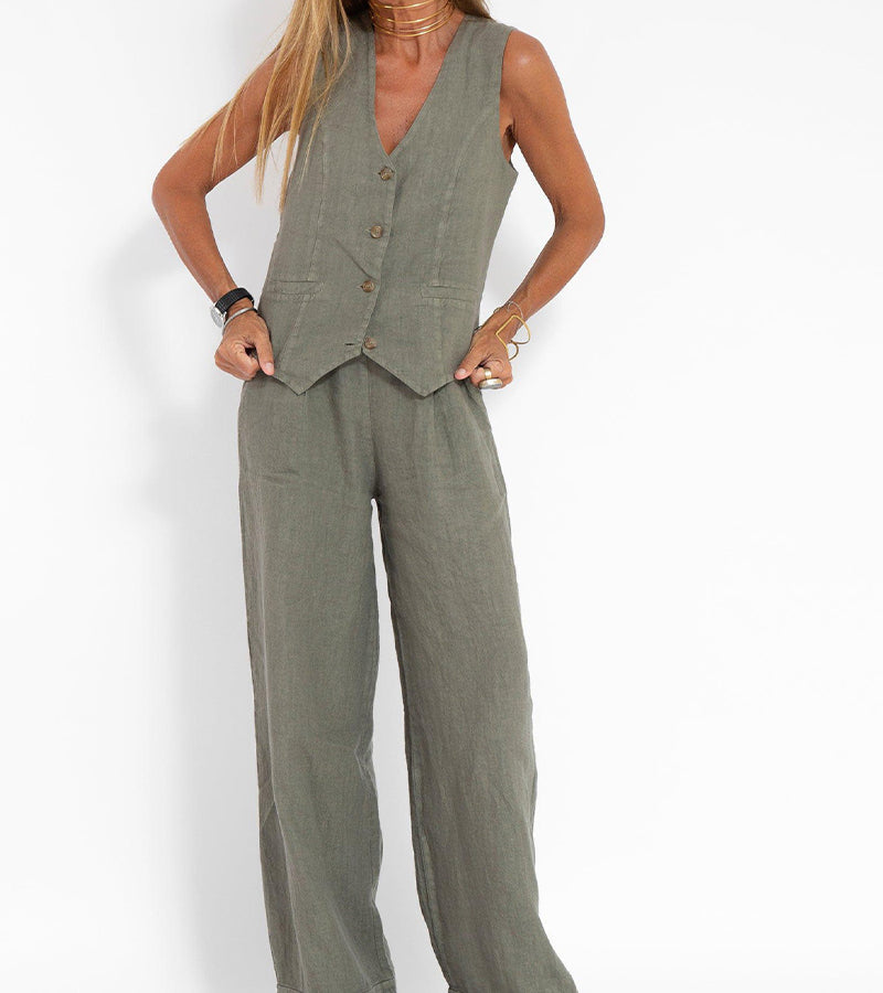 Aira - Ensemble Gilet Boutonné & Pantalon Large Henri Lyon