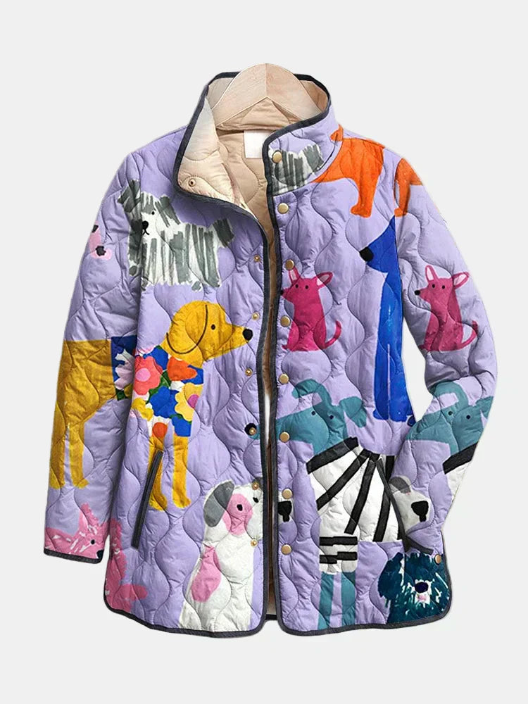 Rhea | Veste Quilted Décontractée avec Imprimé Chien Henri Lyon
