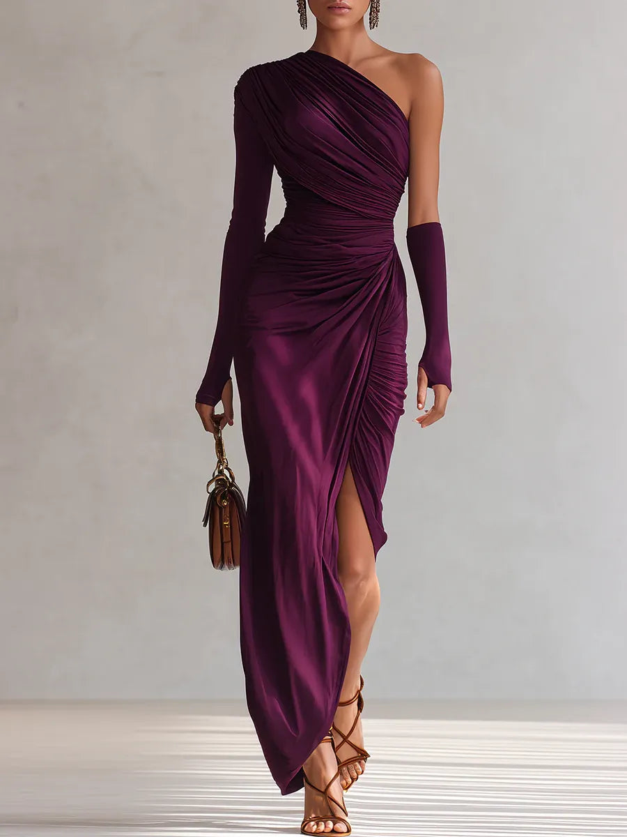 Rosalia - Robe maxi élégante violette à une épaule Henri Lyon