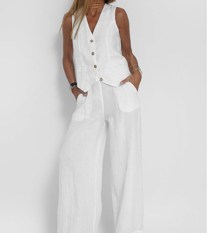 Aira - Ensemble Gilet Boutonné & Pantalon Large Henri Lyon