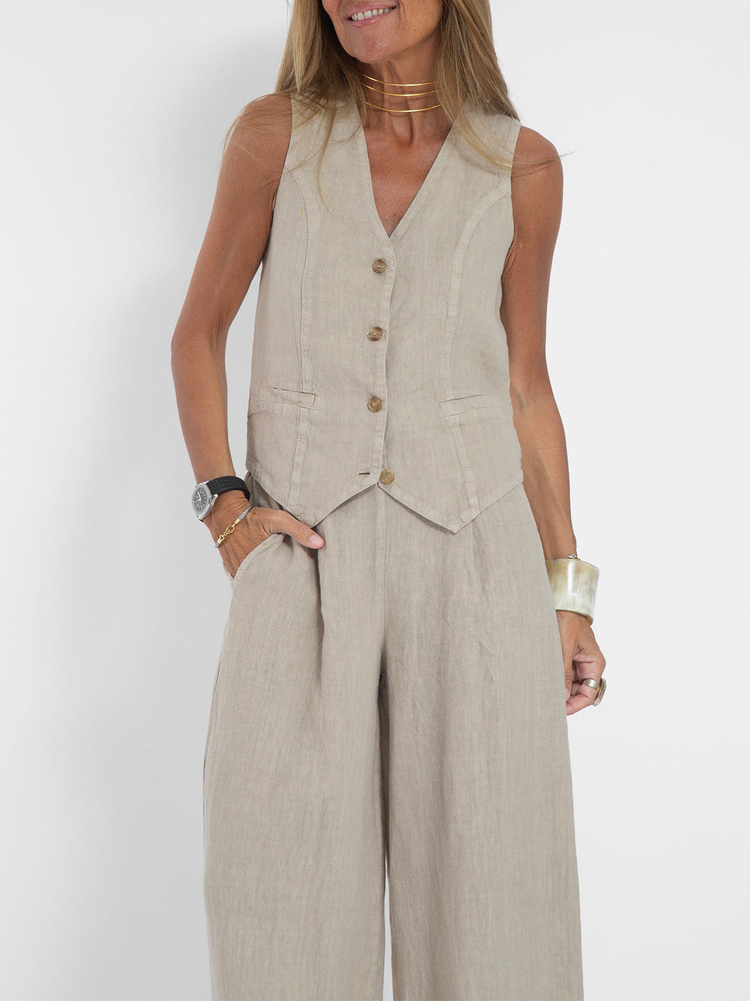 Aira - Ensemble Gilet Boutonné & Pantalon Large Henri Lyon