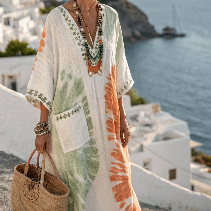 Robe Caftan "Vivienne" – Aquarelle Poétique Henri Lyon