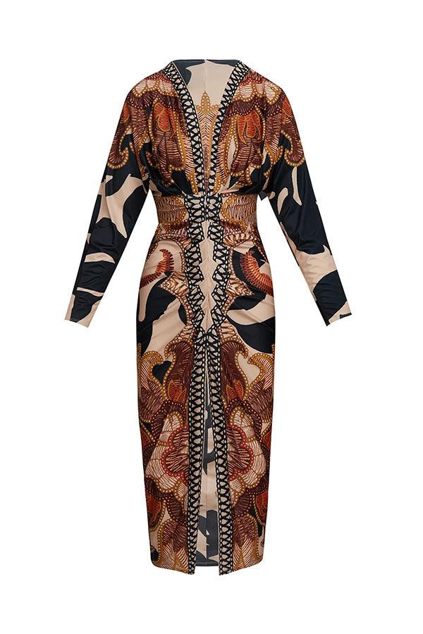 Eva | Robe Midi Dolman Imprimée Unique Sun Escape Henri Lyon