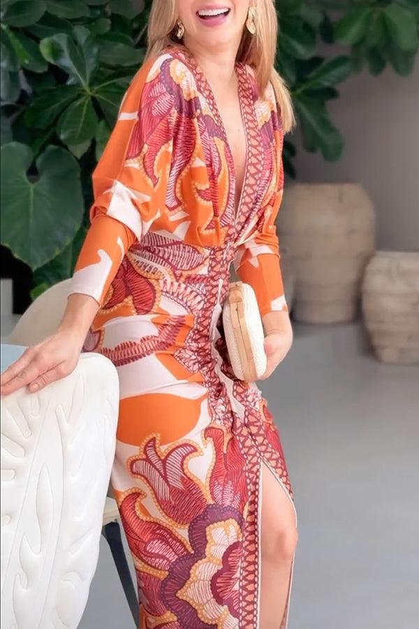 Eva | Robe Midi Dolman Imprimée Unique Sun Escape Henri Lyon