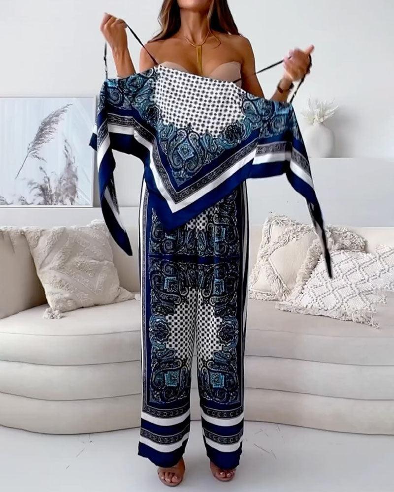 Helen | Ensemble élégant de deux pièces avec top à lacets et pantalon prêt pour les vacances Henri Lyon