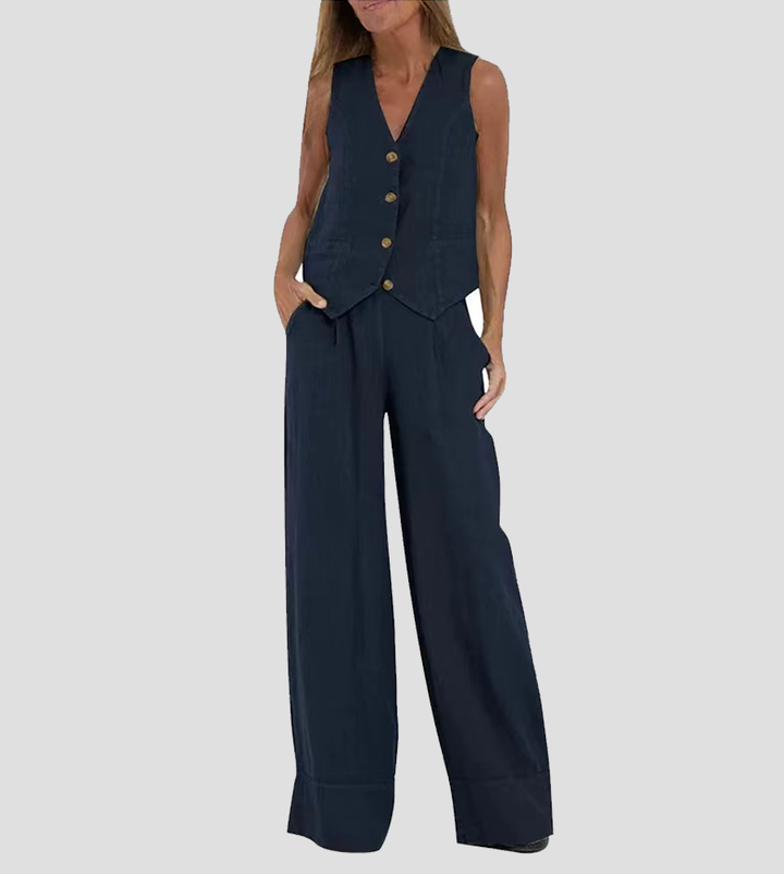 Aira - Ensemble Gilet Boutonné & Pantalon Large Henri Lyon