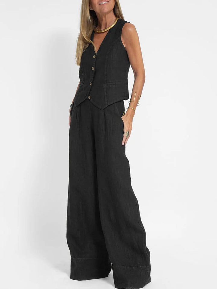 Aira - Ensemble Gilet Boutonné & Pantalon Large Henri Lyon