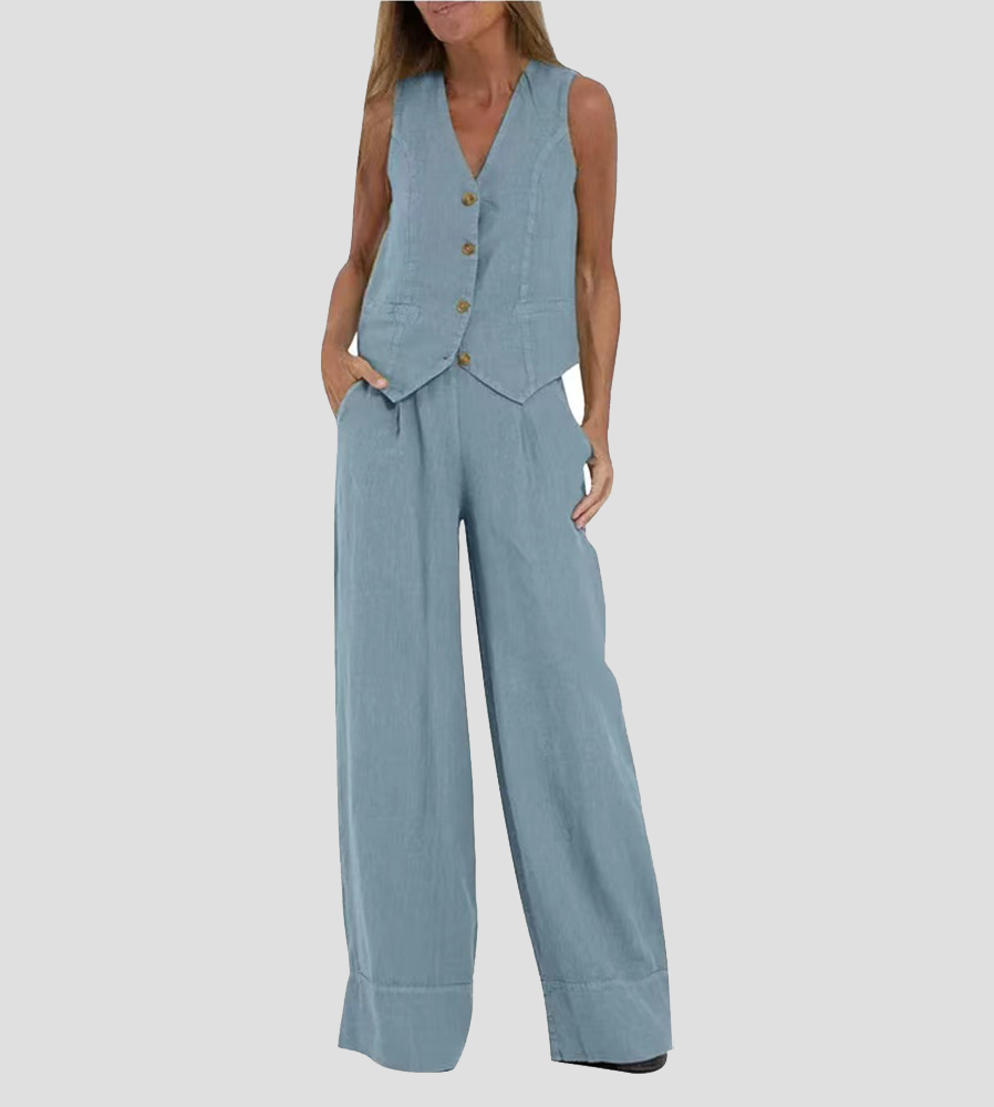 Aira - Ensemble Gilet Boutonné & Pantalon Large Henri Lyon