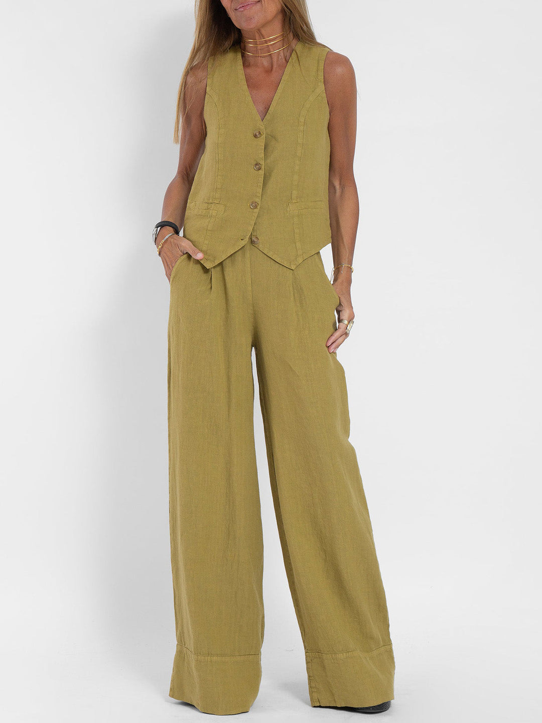 Aira - Ensemble Gilet Boutonné & Pantalon Large Henri Lyon