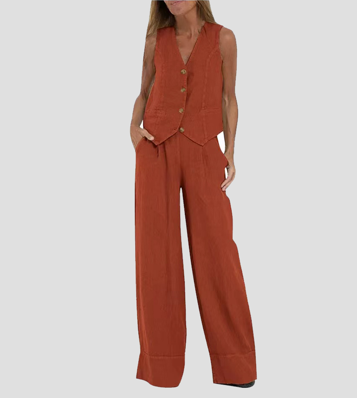 Aira - Ensemble Gilet Boutonné & Pantalon Large Henri Lyon