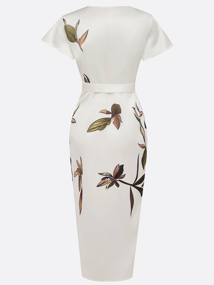Judy | Robe Midi en Satin à Manches Courtes Blanche Henri Lyon