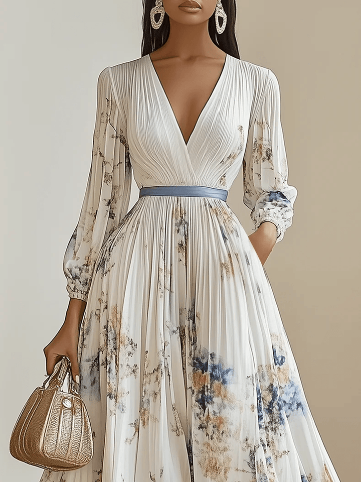 Amalia | Robe Maxi en Chiffon Floral Blanc avec Manches Volumineuses Henri Lyon