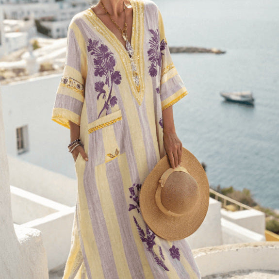 Robe Caftan "Mireille" – Bouquet de Provence Henri Lyon