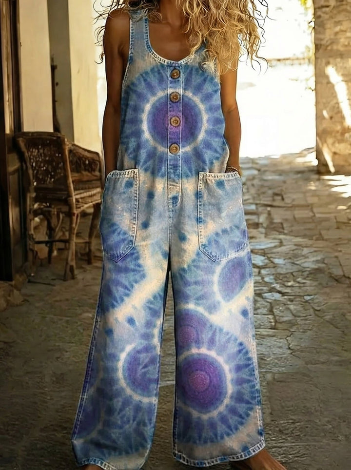 Céleste™ - Salopette en denim tie-dye avec boutons et coupe large Henri Lyon